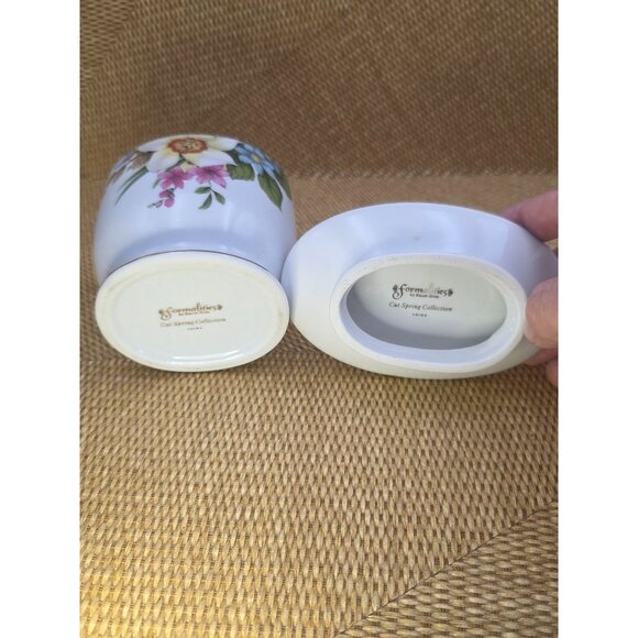 Baum Bros Porcelain Toothbrush Holder & Soap Dish Floral Design Bathroom Decor‎ - Picture 4 of 10